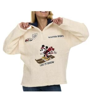 Women's Mickey Mouse Character Winter Sherpa Quarter-Zip Pullover XXLarge NWT